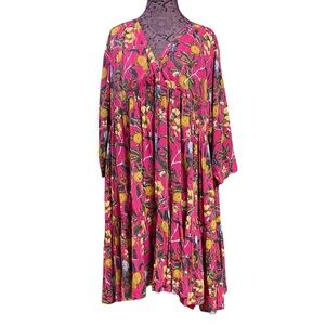 Roller Rabbit Sz XL Tier Weekend Fruit Tropical Midi Dress